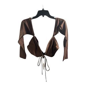 NWT Skims Recycled Swim Long Sleeve Bikini Top Cocoa Brown Size 2X Adjustable